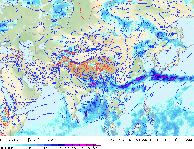 Precipitation ECMWF Sa 15.06.2024 00 UTC