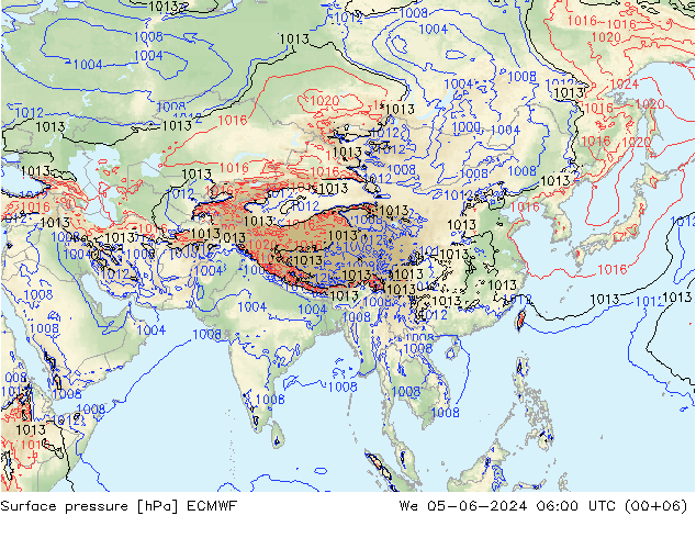 Surface pressure ECMWF We 05.06.2024 06 UTC