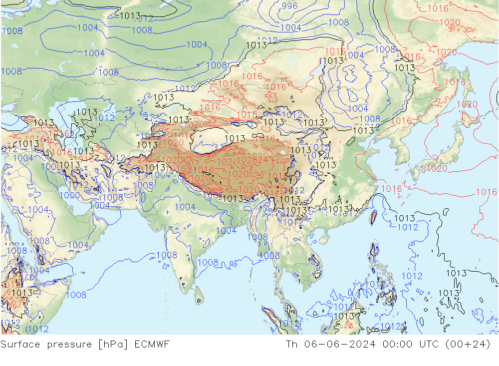 Pressione al suolo ECMWF gio 06.06.2024 00 UTC