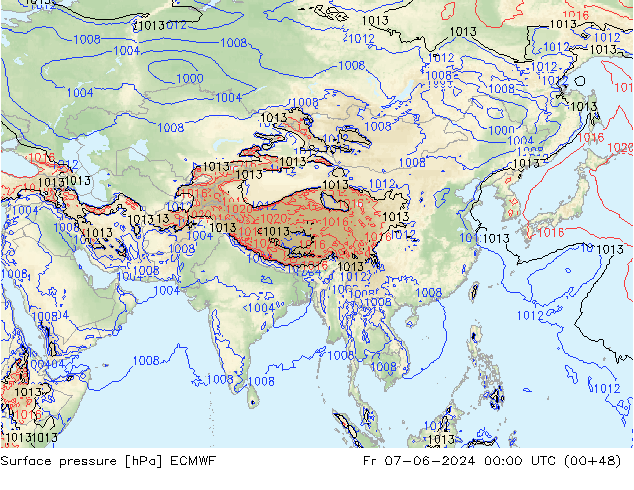 Atmosférický tlak ECMWF Pá 07.06.2024 00 UTC