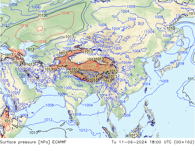 Yer basıncı ECMWF Sa 11.06.2024 18 UTC