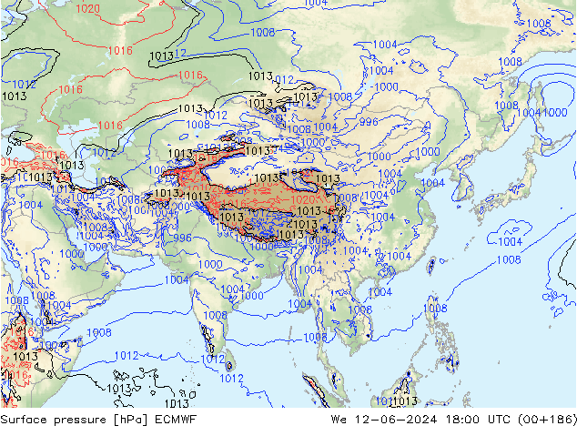 Yer basıncı ECMWF Çar 12.06.2024 18 UTC