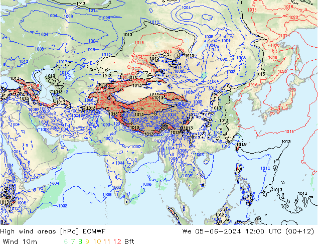 High wind areas ECMWF We 05.06.2024 12 UTC