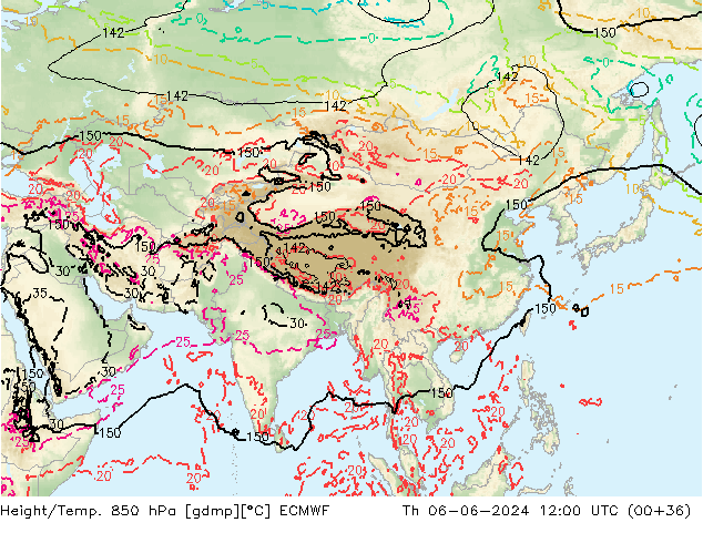 Z500/Rain (+SLP)/Z850 ECMWF gio 06.06.2024 12 UTC