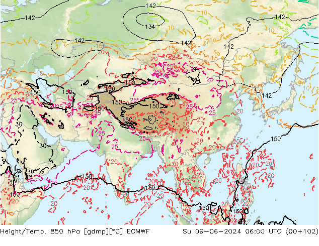 Z500/Regen(+SLP)/Z850 ECMWF zo 09.06.2024 06 UTC