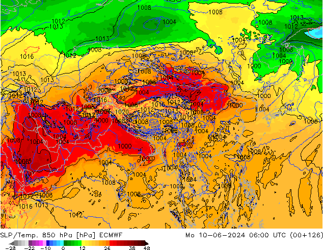 SLP/Temp. 850 hPa ECMWF ma 10.06.2024 06 UTC