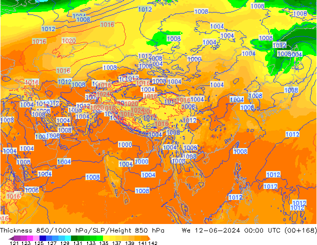 Schichtdicke 850-1000 hPa ECMWF Mi 12.06.2024 00 UTC