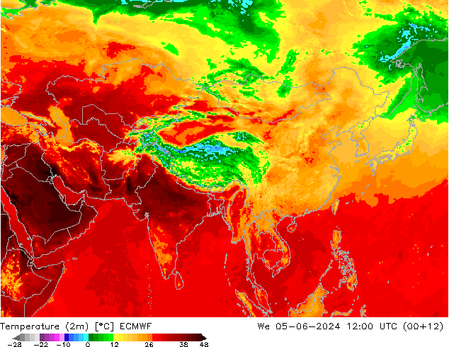 Temperature (2m) ECMWF We 05.06.2024 12 UTC