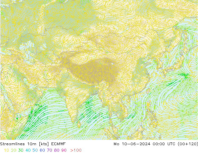 Stroomlijn 10m ECMWF ma 10.06.2024 00 UTC