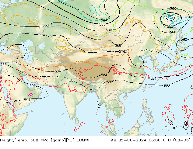 Z500/Rain (+SLP)/Z850 ECMWF We 05.06.2024 06 UTC