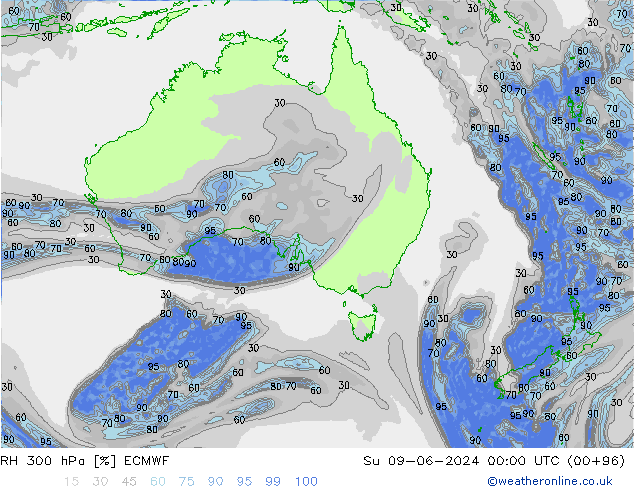 RH 300 hPa ECMWF Su 09.06.2024 00 UTC