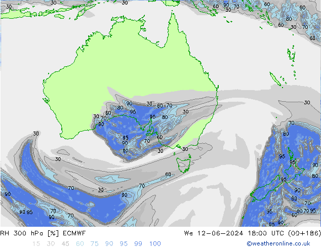 RH 300 hPa ECMWF St 12.06.2024 18 UTC