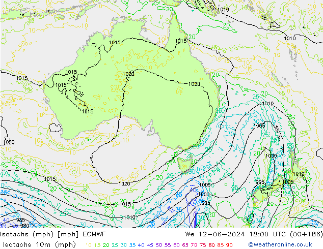 Isotachs (mph) ECMWF Qua 12.06.2024 18 UTC