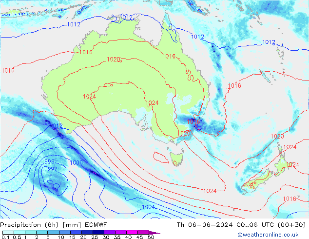 Z500/Rain (+SLP)/Z850 ECMWF Do 06.06.2024 06 UTC