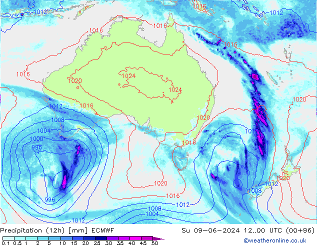 opad (12h) ECMWF nie. 09.06.2024 00 UTC