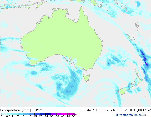 Srážky ECMWF Po 10.06.2024 12 UTC