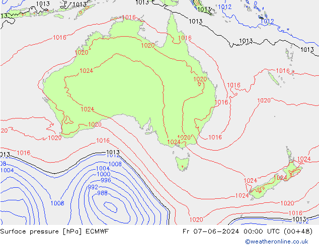 pressão do solo ECMWF Sex 07.06.2024 00 UTC