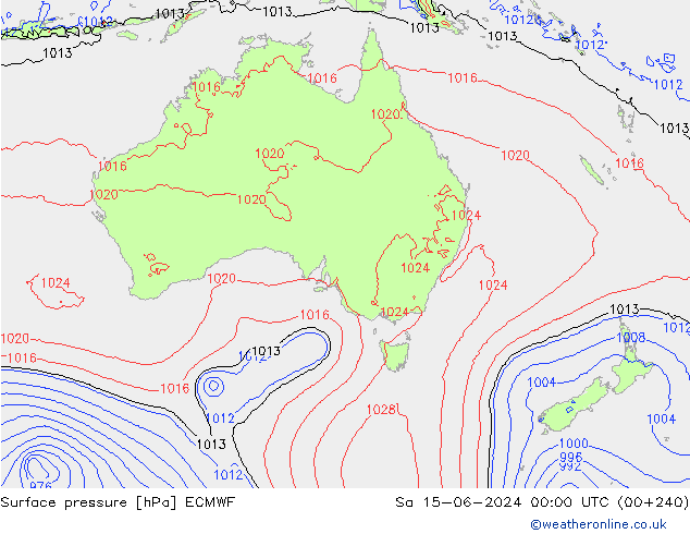 Luchtdruk (Grond) ECMWF za 15.06.2024 00 UTC