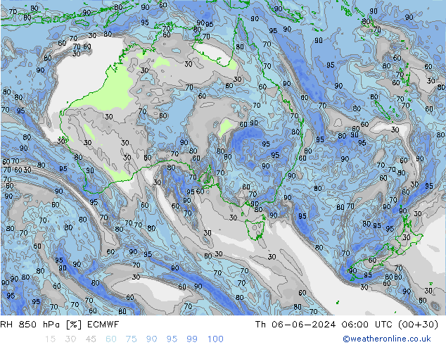 RH 850 hPa ECMWF Do 06.06.2024 06 UTC