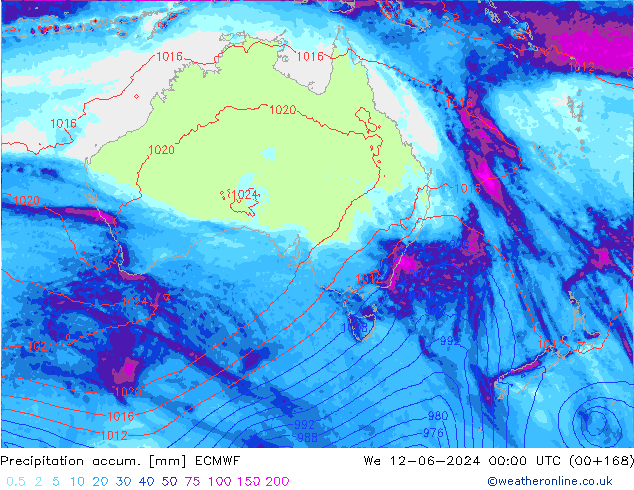 Precipitation accum. ECMWF We 12.06.2024 00 UTC