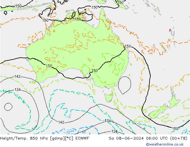 Z500/Rain (+SLP)/Z850 ECMWF Sa 08.06.2024 06 UTC