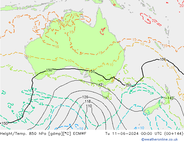 Z500/Rain (+SLP)/Z850 ECMWF Tu 11.06.2024 00 UTC