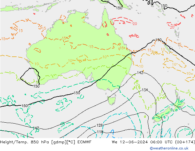 Height/Temp. 850 hPa ECMWF Qua 12.06.2024 06 UTC