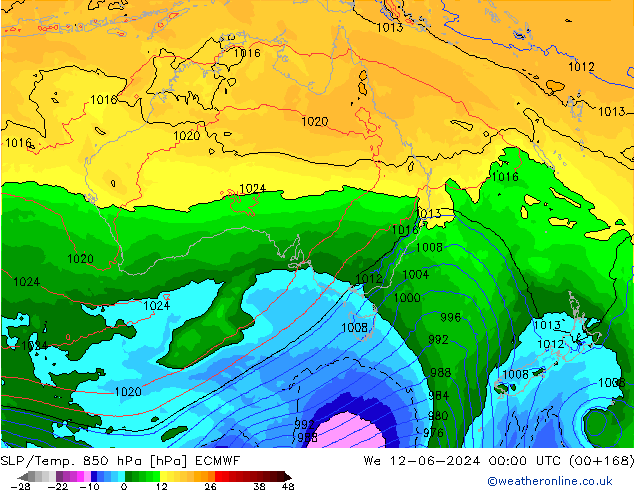 SLP/Temp. 850 hPa ECMWF Qua 12.06.2024 00 UTC