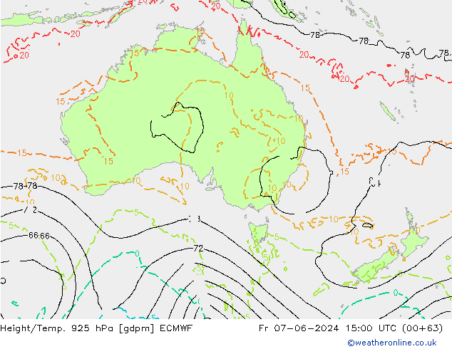 Height/Temp. 925 hPa ECMWF Fr 07.06.2024 15 UTC