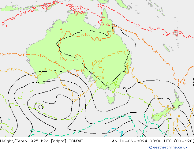 Height/Temp. 925 hPa ECMWF Mo 10.06.2024 00 UTC