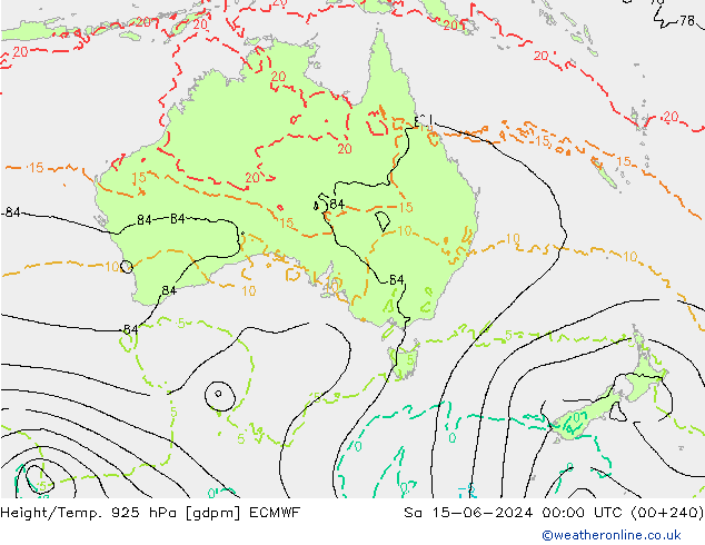 Yükseklik/Sıc. 925 hPa ECMWF Cts 15.06.2024 00 UTC