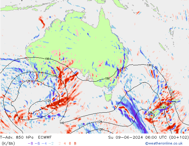 T-Adv. 850 hPa ECMWF Su 09.06.2024 06 UTC