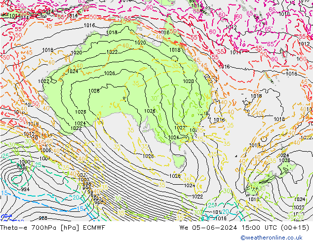 Theta-e 700hPa ECMWF We 05.06.2024 15 UTC