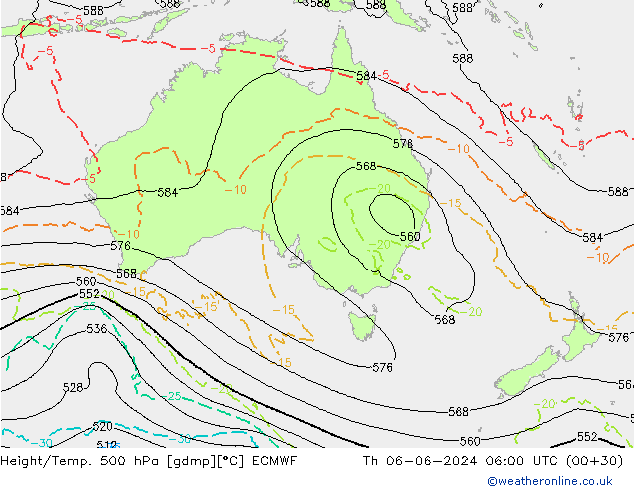 Yükseklik/Sıc. 500 hPa ECMWF Per 06.06.2024 06 UTC