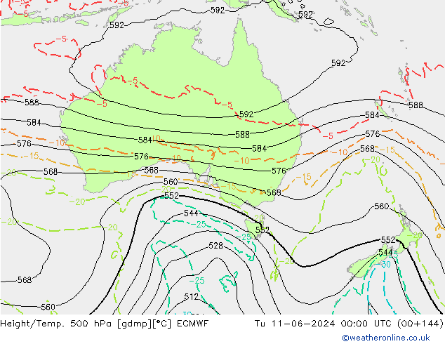 Z500/Rain (+SLP)/Z850 ECMWF Tu 11.06.2024 00 UTC