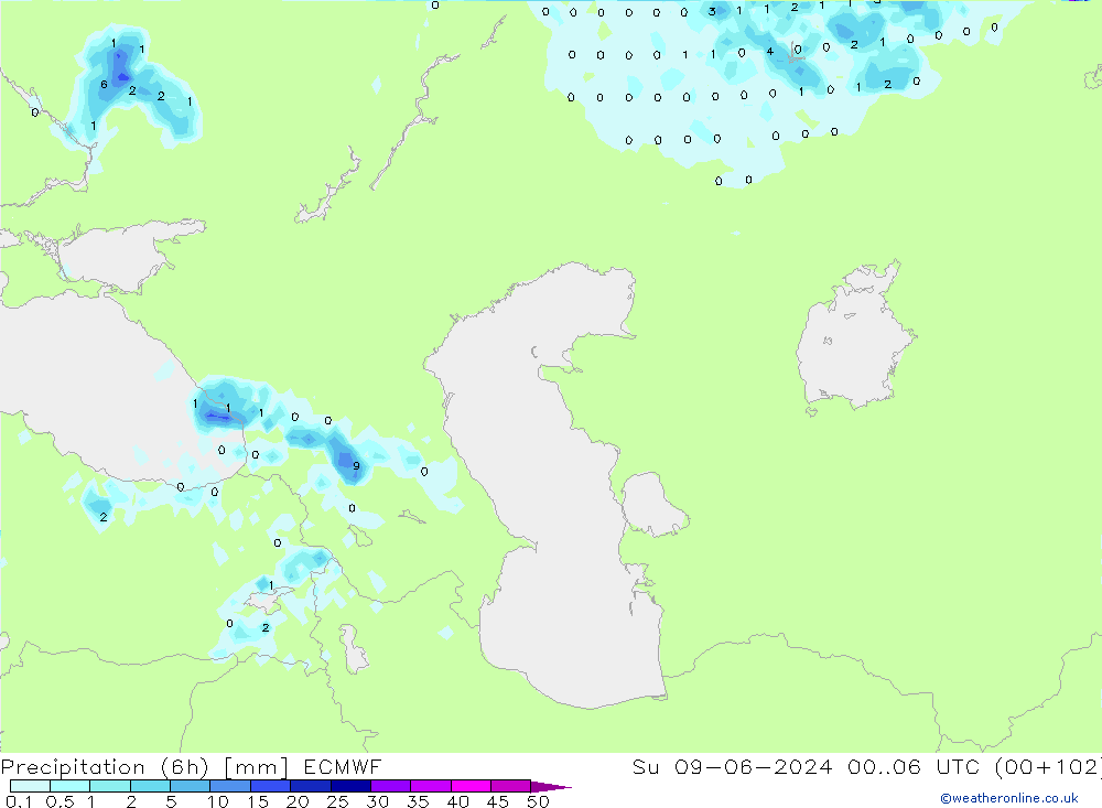 Z500/Rain (+SLP)/Z850 ECMWF Su 09.06.2024 06 UTC