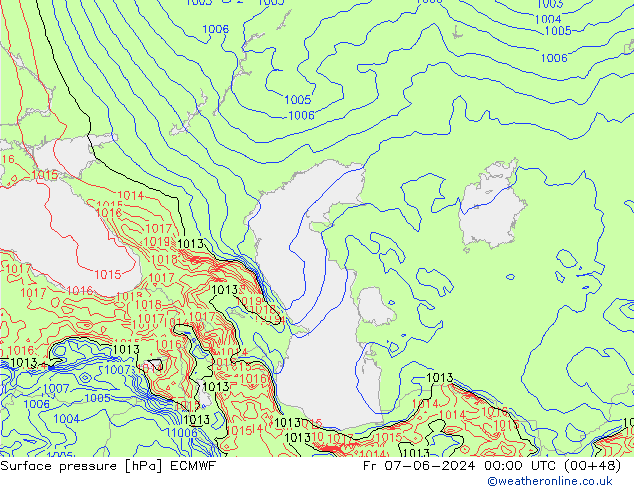 Atmosférický tlak ECMWF Pá 07.06.2024 00 UTC