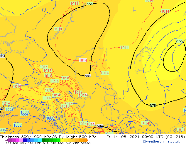 500-1000 hPa Kalınlığı ECMWF Cu 14.06.2024 00 UTC