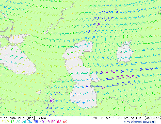 Wind 500 hPa ECMWF wo 12.06.2024 06 UTC