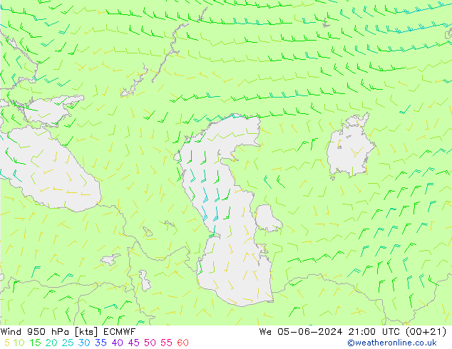 Wind 950 hPa ECMWF St 05.06.2024 21 UTC