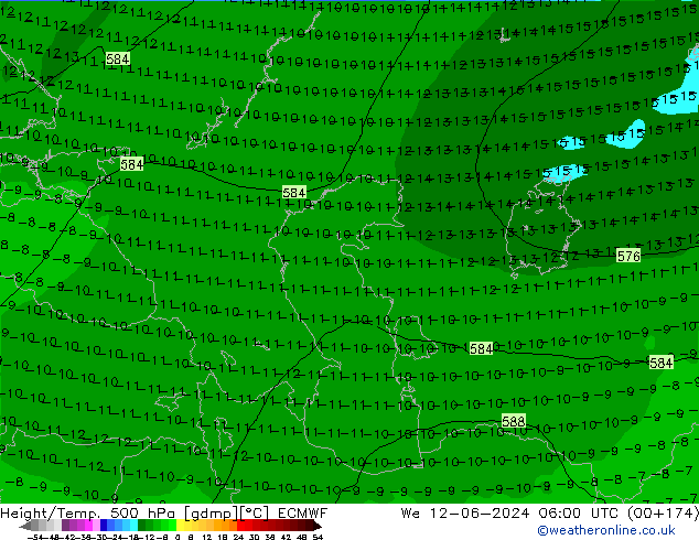 Z500/Regen(+SLP)/Z850 ECMWF wo 12.06.2024 06 UTC