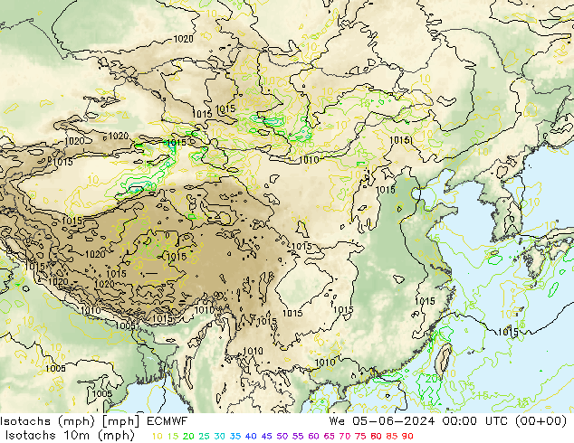 Isotachs (mph) ECMWF We 05.06.2024 00 UTC