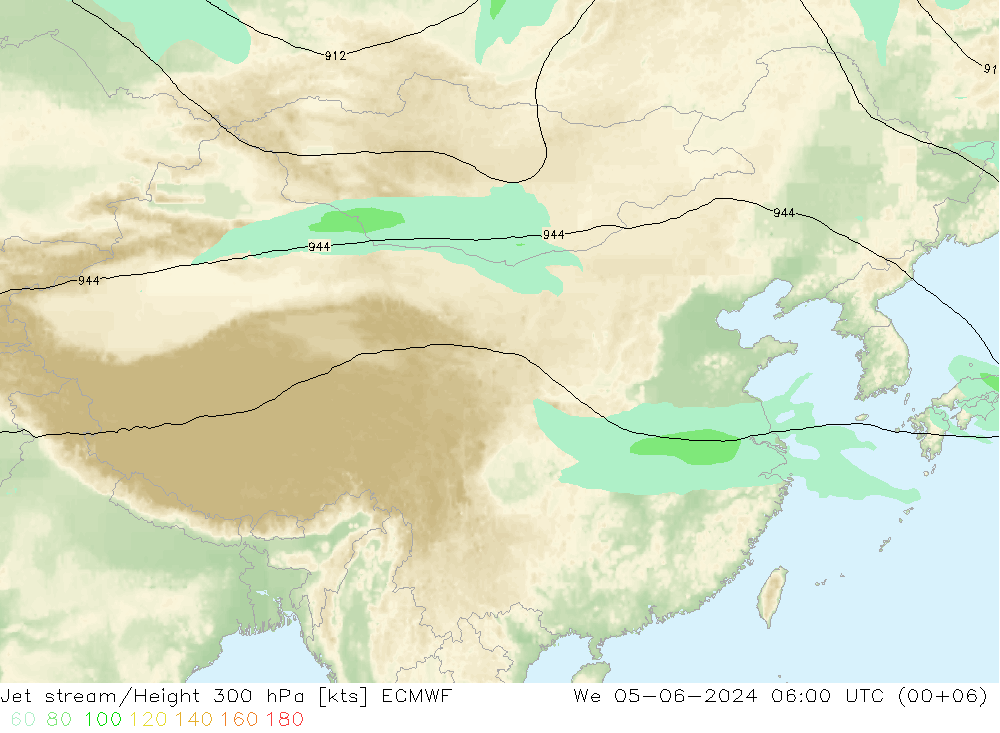 Jet stream/Height 300 hPa ECMWF We 05.06.2024 06 UTC