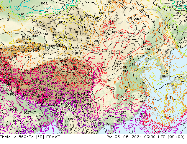 Theta-e 850hPa ECMWF  05.06.2024 00 UTC