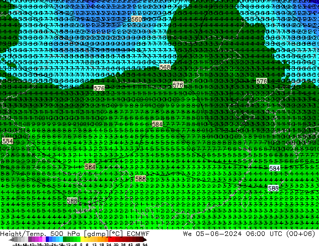 Z500/Rain (+SLP)/Z850 ECMWF 星期三 05.06.2024 06 UTC