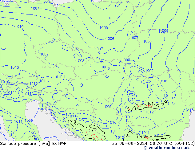 pression de l'air ECMWF dim 09.06.2024 06 UTC