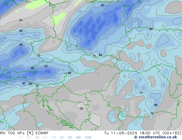 700 hPa Nispi Nem ECMWF Sa 11.06.2024 18 UTC