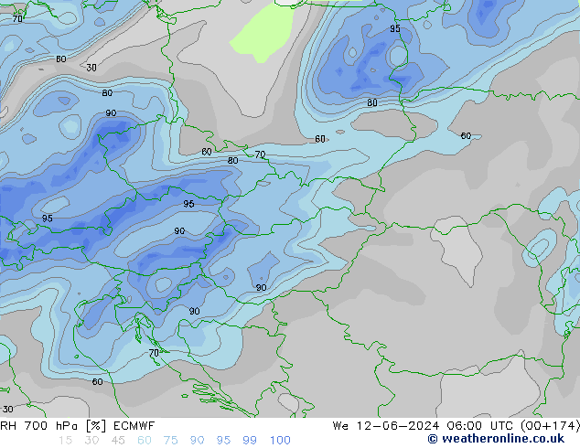 700 hPa Nispi Nem ECMWF Çar 12.06.2024 06 UTC