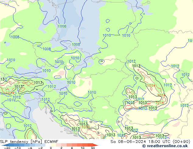 Tendance de pression  ECMWF sam 08.06.2024 18 UTC