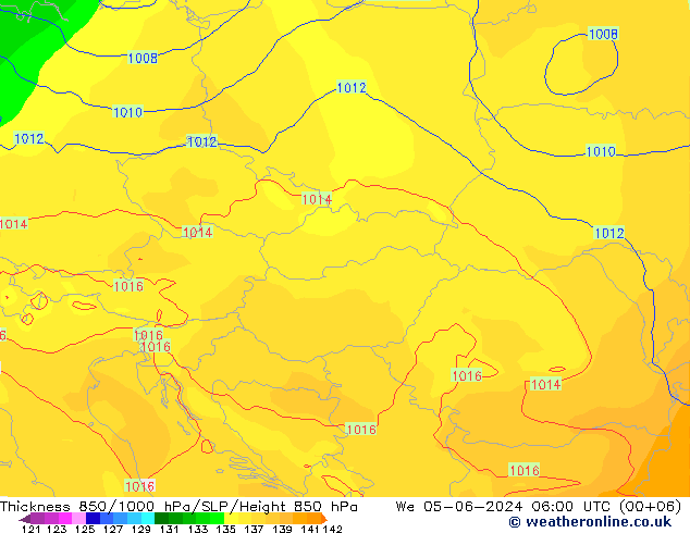 Thck 850-1000 hPa ECMWF Qua 05.06.2024 06 UTC